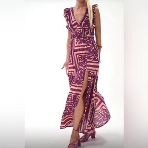 NOT FOR SALE-Purple Pink Geometric Dress, Italy, 100% cotton, open back, size M